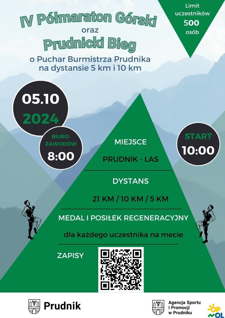 4th Mountain Half Marathon and Prudnik Run for the Prudnik Mayor's Cup at a distance of 5 km and 10 km